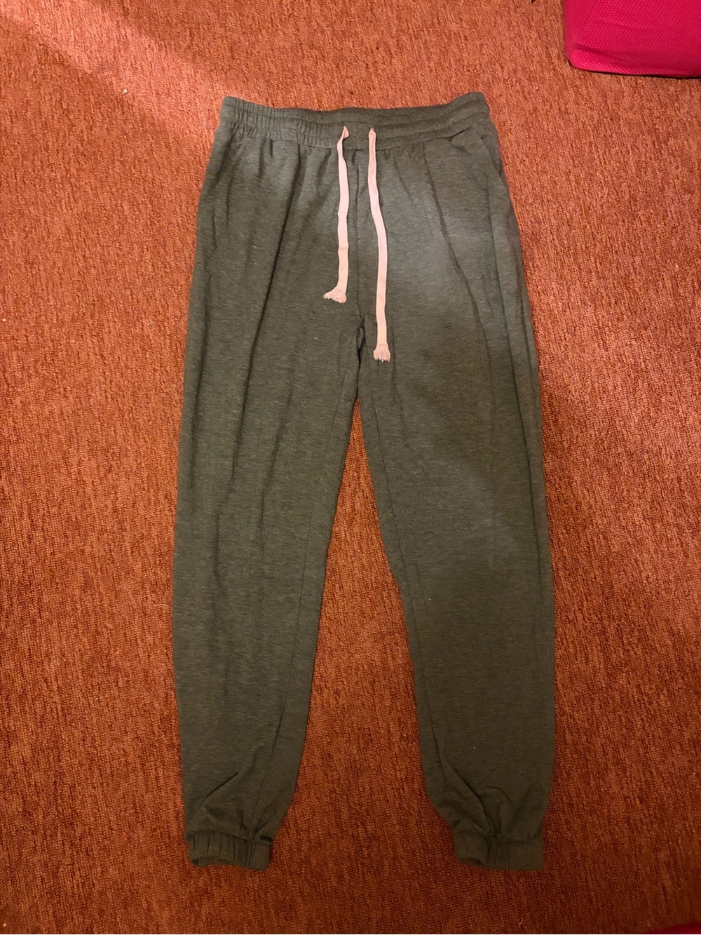 Womens Green Jogger Sweatpants with White Drawstring
